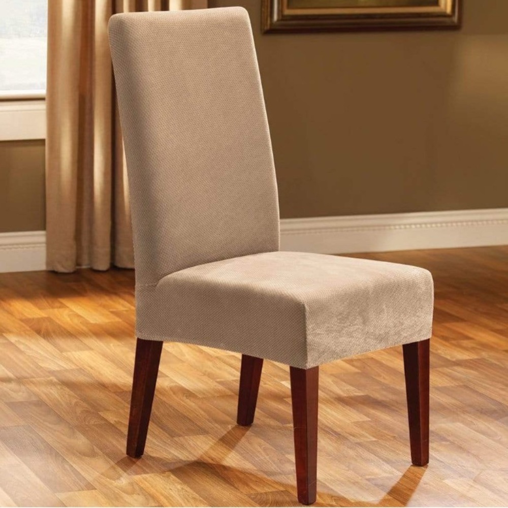 Stretch Piqué Short Dining Chair Slipcover | Form Fit | Machine Washable